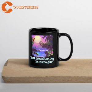 Roosters, Turtles _ Tropical Oasis Black Glossy Mug4