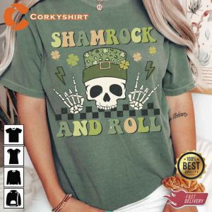 Shamrock And Roll Skull Lucky Unisex T-shirt