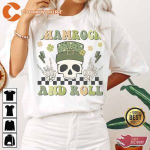 Shamrock And Roll Skull Lucky Unisex T-shirt