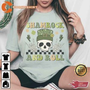 Shamrock And Roll Skull Lucky Unisex T-shirt