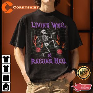 Skeleton Dancing With Dice Living Hell And Raising Hell Unisex Shirt