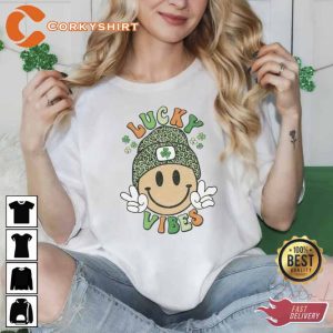 Smiley Face Lucky Vibes St Patrick’s Day Shirt