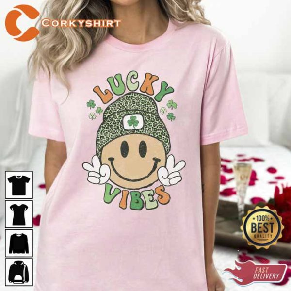 Smiley Face Lucky Vibes St Patrick’s Day Shirt