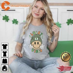 Smiley Face Lucky Vibes St Patrick's Day Shirt (4)