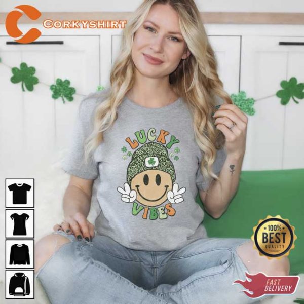 Smiley Face Lucky Vibes St Patrick’s Day Shirt