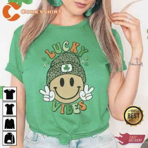 Smiley Face Lucky Vibes St Patrick's Day Shirt (5)