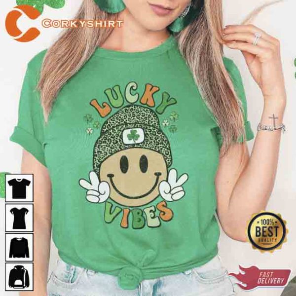 Smiley Face Lucky Vibes St Patrick’s Day Shirt