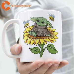Sunflower Baby Yoda Ceramic Mug