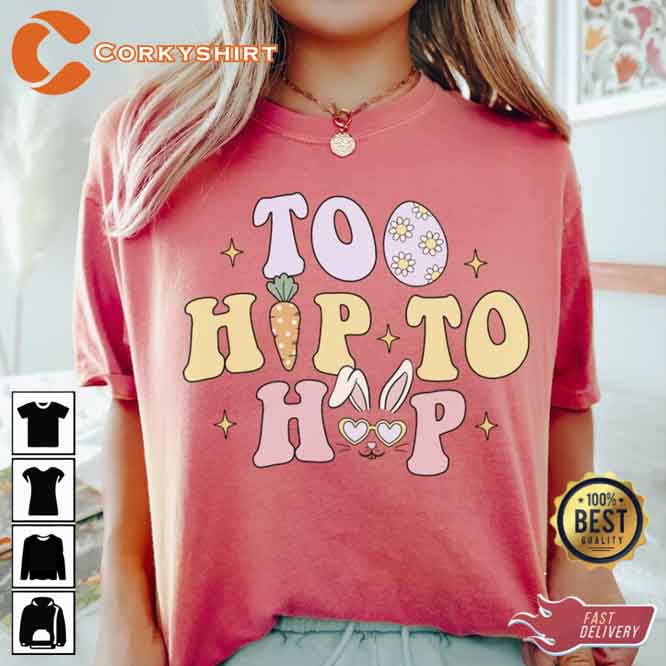 Vintage Bunny Too Hip To Hop Easter T-Shirt