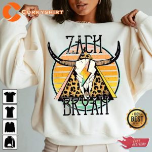 Vintage Zach Bryan Western Boho Cow Skull Country Music Fan Gift Sweatshirt