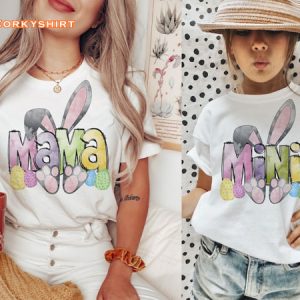 Watercolor Doodle Easter Bunny Mama 2 Sides Shirt