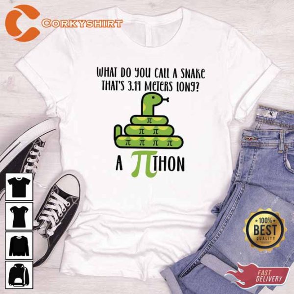 What Do You Call A Snake That Is 3.14 Meters Lon9 Funny Pi Day Shirts