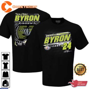 William Byron Hendrick Motorsports Black 2023 NASCAR Cup Series Schedule T-Shirt