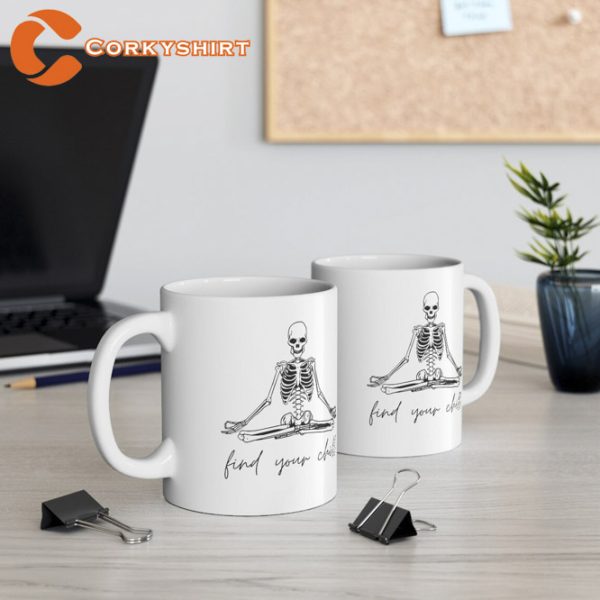 Find Your Chill Yoga Skeleton Ceramic Coffee Mug