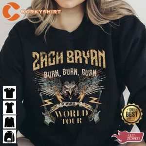 Zach Bryan Burn Burn Burn North American Tour Distressed Shirt (3)