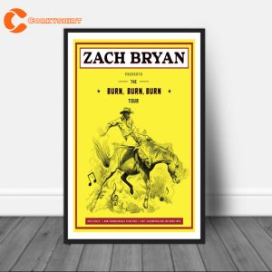 Zach Bryan Burn Burn Burn North American Tour Wall Decor Poster
