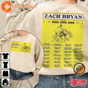 Zach Bryan Burn Burn Burn Tour 2023 Shirt Music Concert Tee