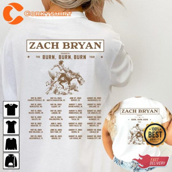 Zach Bryan Tour 2023 The Burn Burn Burn Concert Fan Gift Shirt