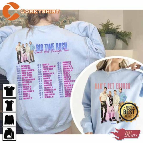 2 SIDED Big Time Rush Band Cant Get Enough Tour Shirt