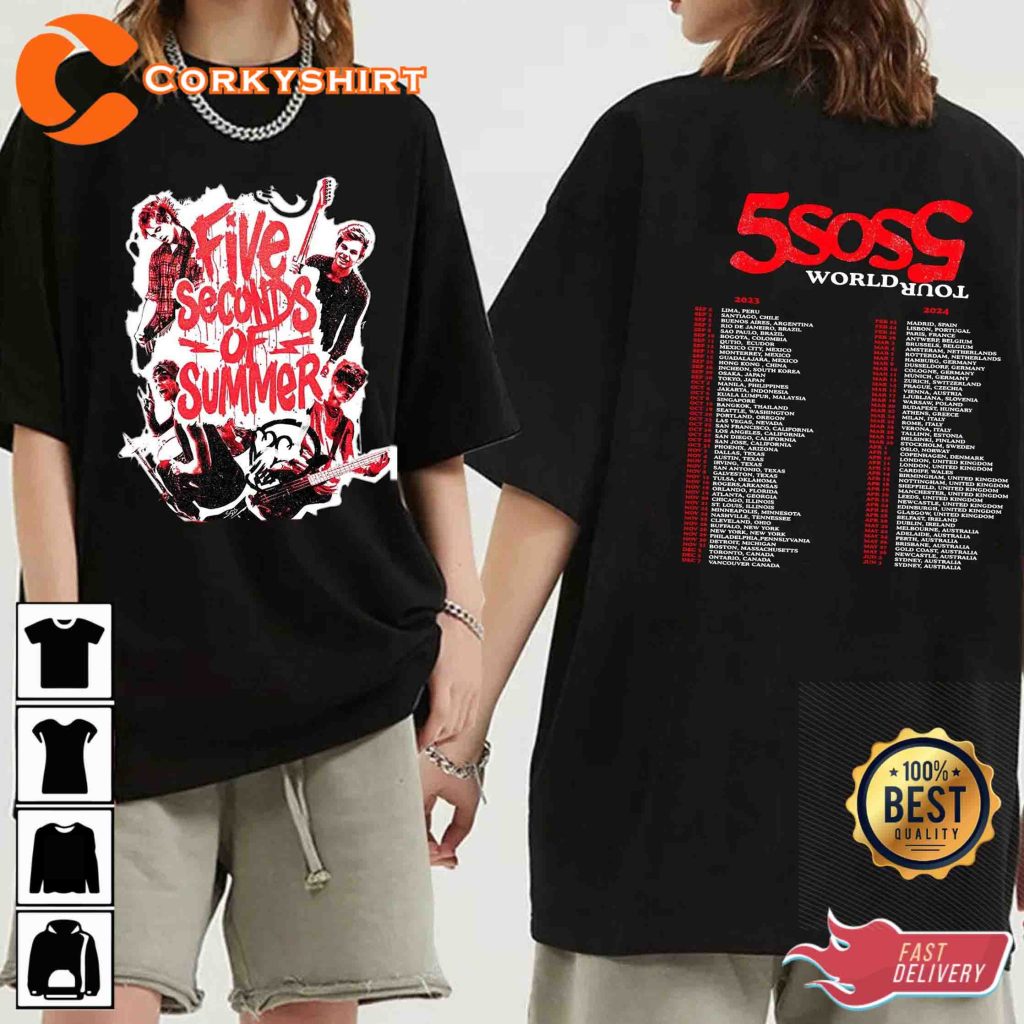 5sos Fan T Five Seconds Of Summer World Tour 2023 2024 Shirt Corkyshirt 8354