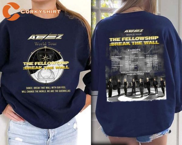 ATEEZ The Fellowship Break the Wall Europe 2023 Tour T-Shirt
