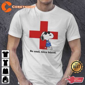 American Red Cross Snoopy Be Cool Give Blood Peanuts Tshirt