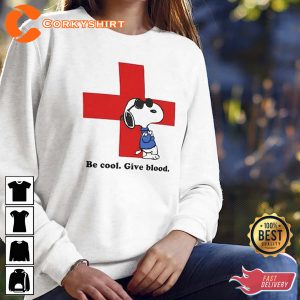 American Red Cross Snoopy Be Cool Give Blood Peanuts Tshirt