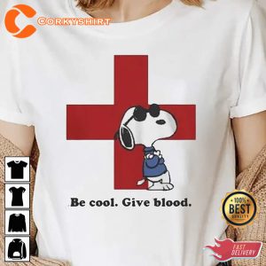 American Red Cross Snoopy Be Cool Give Blood Peanuts Tshirt