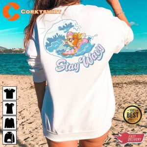 Beach Vacation Sunny Little Dude Riding A Wave Retro Surfing Summer Stay Wavy Shirt2