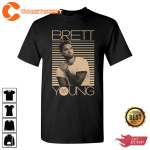 Brett Young 5 Tour 3 2 1 Black Photo T-Shirt Gift For Fan