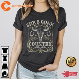 Brooks and Dunn Shes Gone Country Cow Skull Shirt