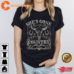 Brooks and Dunn Shes Gone Country Cow Skull Shirt