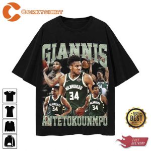 Bucks’s Giannis Antetokoumpto 90s Style Graphic Shirt