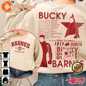 Bucky Barnes Superhero 1917 Winter Solider Double Sides Vintage Unisex Shirt