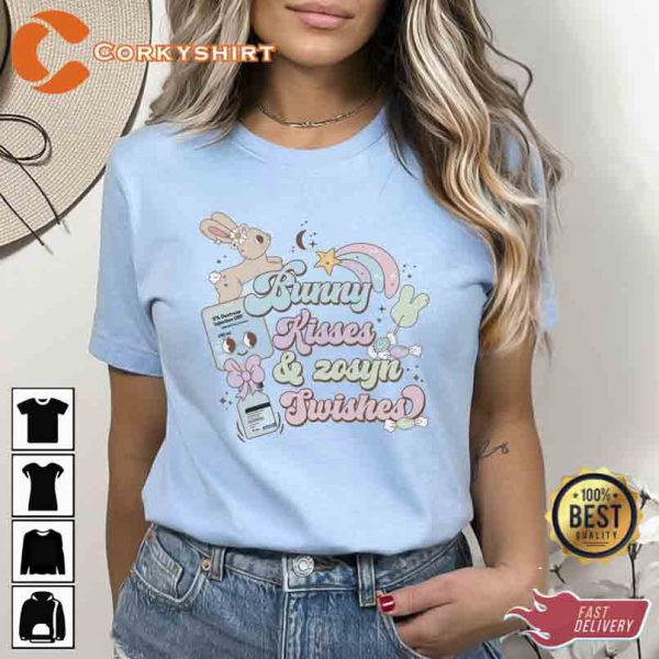 Bunny Kisses Zosyn Swishes Nurse Happy Easter Day Shirt
