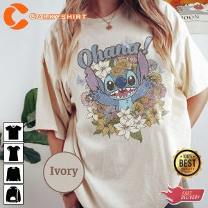 Disney Stitch Ohana Floral Disney Family Vacation Shirt