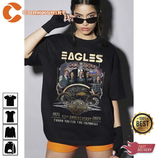 Eagles Signed 52nd Anniversary 1971-2023 Thank You Memories Unisex For Fan  T-shirt –