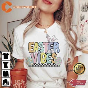 Easter Vibes Happy Holiday Bunny Ear With Eggs Unisex Sweatshirt (2)