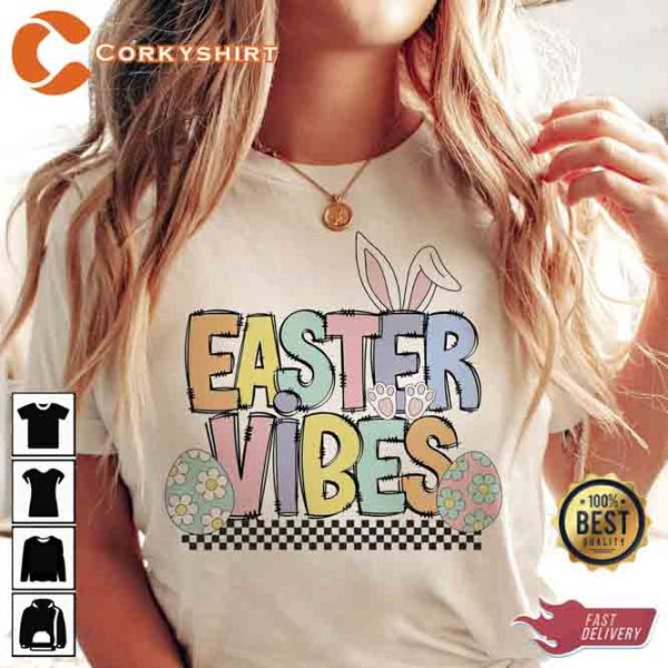 Easter Vibes Happy Holiday Bunny Ear With Eggs Unisex Sweatshirt