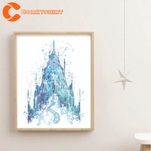 Frozen Castle Watercolor Print Elsa Anna Disney One Ice Poster