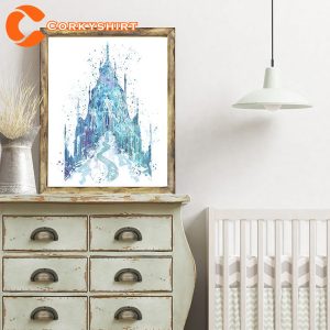 Frozen Castle Watercolor Print Elsa Anna Disney One Ice Poster