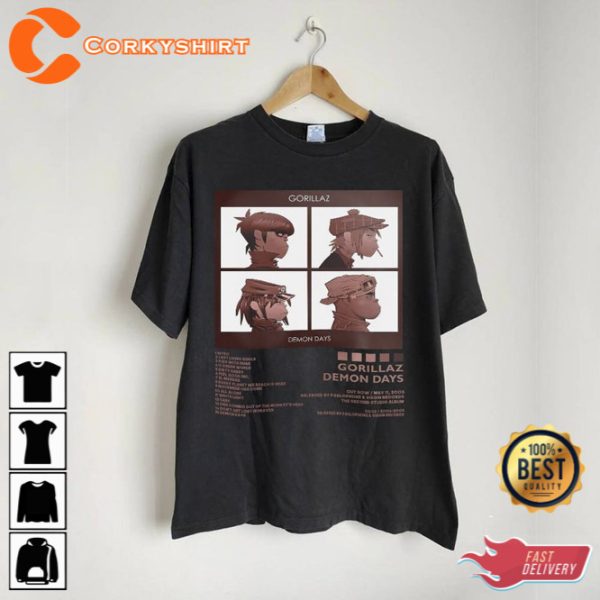 Gorillaz Demon Days Album Tracklist Shirt Gift For Fan