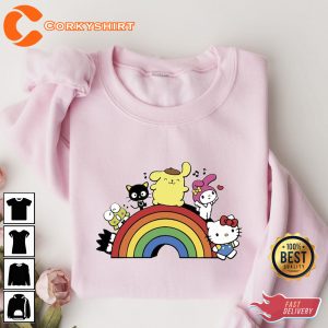 Hello Cat And Friends Rainbow Family Matching Hello Kitty Shirt