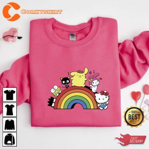 Hello Cat And Friends Rainbow Family Matching Hello Kitty Shirt