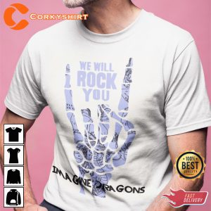 Imagine Dragons Bones Hand We Will Rock You Unisex Shirt Design