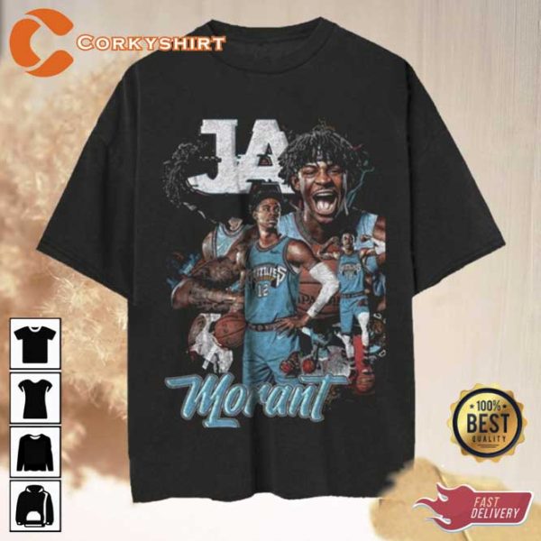 Ja Morant 90s Vintage Style Basketball Player Tshirt