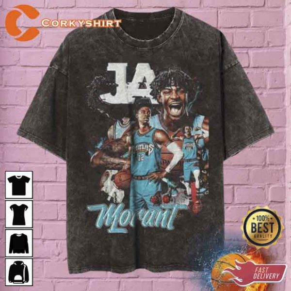 Ja Morant 90s Vintage Style Basketball Player Tshirt