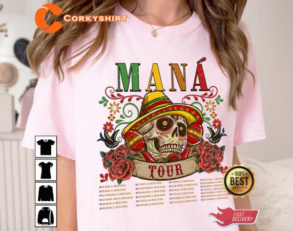 Mana Band Mexico Lindo Y Querido Concert 2023 Skeleton Unisex Tee Shirt