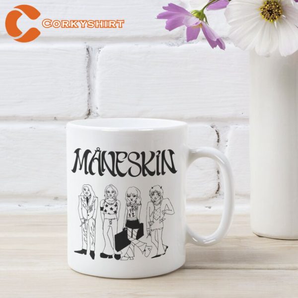 Maneskin Rock Band Cartoon Pencil Art Funny Måneskin Mug