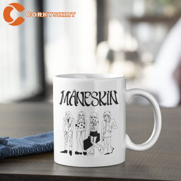 Maneskin Rock Band Cartoon Pencil Art Funny Måneskin Mug